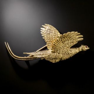 Mid-Century 14K Pheasant in Flight Brooch by Craig Drake - 2