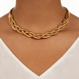 Mid-Century 18K Braided Tubogas Necklace