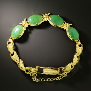 Mid-Century 18K Natural Jade Bracelet - 4