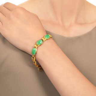 Mid-Century 18K Natural Jade Bracelet