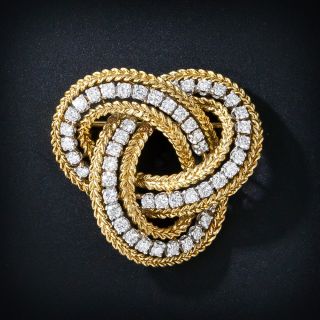 Mid-Century 18K/Platinum Diamond Knot Pendant/Brooch - 4