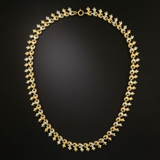 Mid-Century 18K Two-Tone Gold Link Necklace - 3