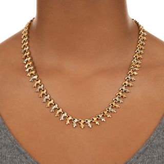 Mid-Century 18K Two-Tone Gold Link Necklace