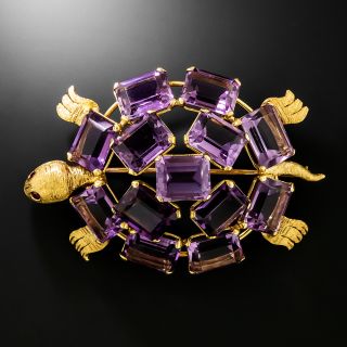 Mid-Century Amethyst Turtle Brooch  - 2