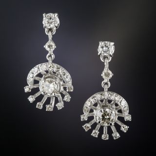 Mid-Century 'Atomic' Diamond Dangle Earrings  - 1