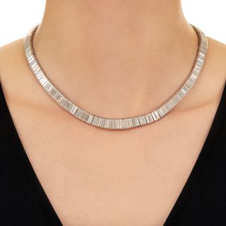 Mid-Century Baguette Diamond Rivière Necklace