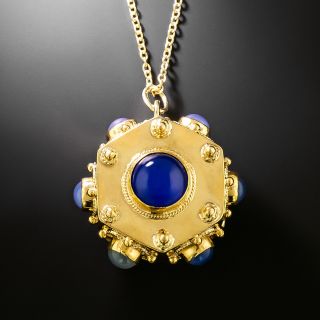 Mid-Century Blue Chalcedony Pendant, Italian - 2