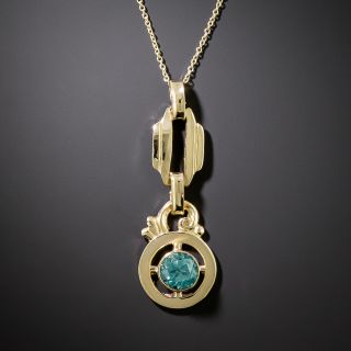 Mid-Century Blue Zircon Pendant - 2