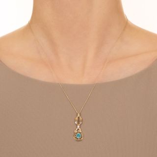 Mid-Century Blue Zircon Pendant