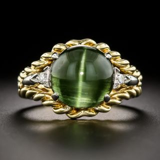 Mid-Century Cat's-Eye Tourmaline and Diamond Ring by F.J. Cooper - 3