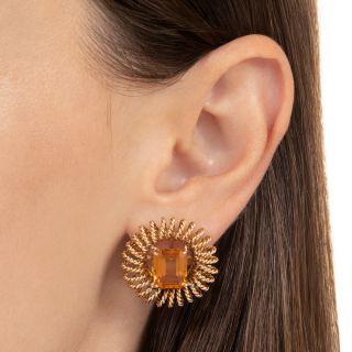 Mid-Century Citrine Earrings by Marianne Ostier