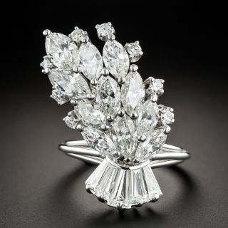 Mid-Century Diamond Cornucopia Cluster Ring - 2