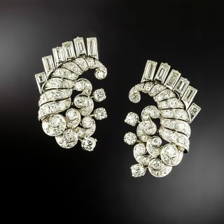 Mid-Century Diamond Cornucopia Earrings  - 2