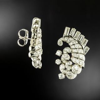 Mid-Century Diamond Cornucopia Earrings 
