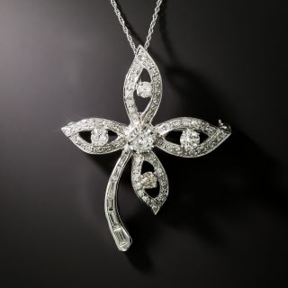 Mid-Century Diamond Flower Brooch/Pendant - 2