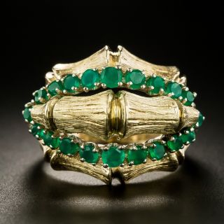 Mid-Century Green Chalcedony Bamboo Ring - 3
