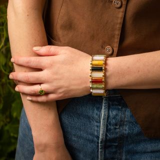 Mid-Century Multicolor Jade Bracelet