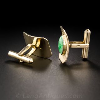 Mid-Century Natural Burmese Jade Cufflinks