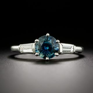 Mid-Century No-Heat Teal Sapphire and Diamond Ring - GIA - 3