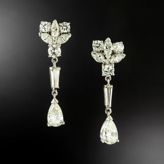 Mid-Century Pear-Shaped Diamond Drop Earrings - GIA G/H SI1 - 2