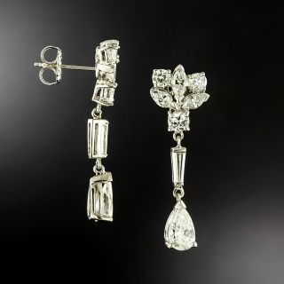 Mid-Century Pear-Shaped Diamond Drop Earrings - GIA G/H SI1