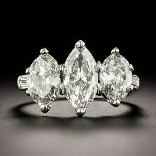 Mid-Century Three-Stone Marquise Diamond Ring  - 3