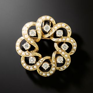 Mid-Century Victorian Retrospective Diamond and Pearl Pendant/Brooch - 2