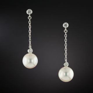 Mikimoto Pearl and Diamond Dangle Earrings - 2