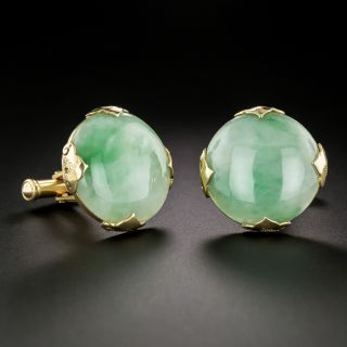 Ming's Mid-Century Natural Jade Cufflinks - 3