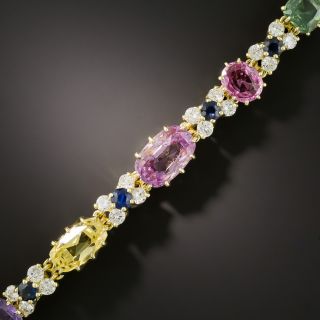 Multi-Color No-Heat Sapphire and Diamond Bracelet - 0