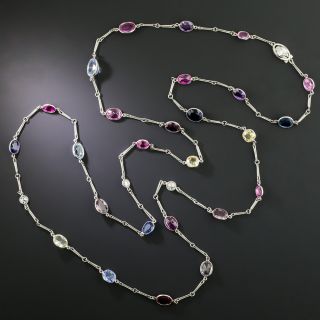Multicolor No-Heat Sapphire and Diamond Necklace - 35.00 Carats - 5