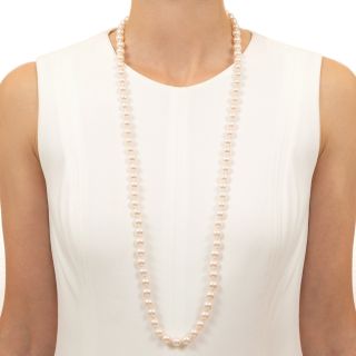 Opera-Length Cultured Pearl Strand with Diamond Clasp
