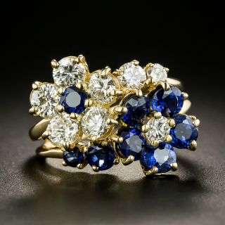 Oscar Heyman Sapphire and Diamond Double Flower Ring - 2