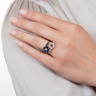 Oscar Heyman Sapphire and Diamond Double Flower Ring