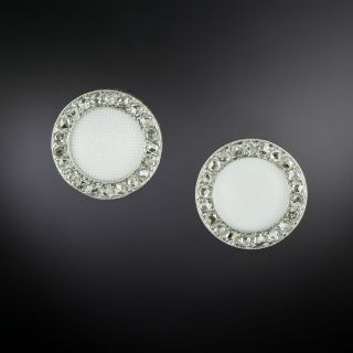 Cartier 'Linen' Enamel and Diamond Earrings - 2