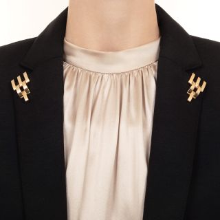 Retro 14K Trident Dress Clips by Cartier