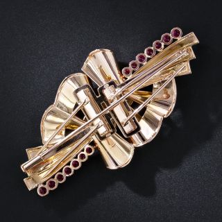 Retro 18K Ruby* and Diamond Clips/Brooch