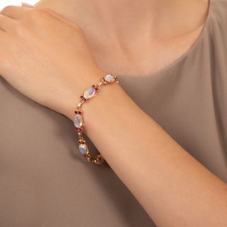 Retro Moonstone and Ruby Bracelet