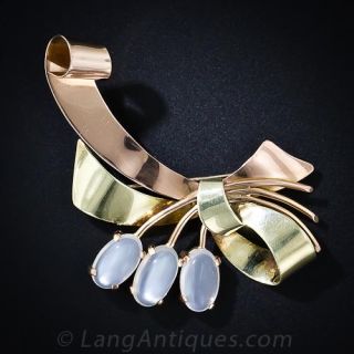 Retro Moonstone Two-Color Gold Pin and  Pendant - 2