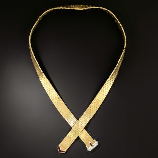 Retro Ruby and Diamond Belt Necklace - 2