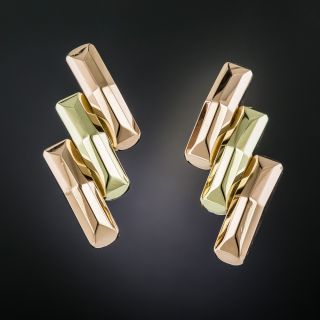 Retro Two-Tone Gold Earrings - 1