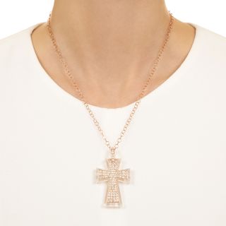 Rock Crystal And Diamond Cross Pendant