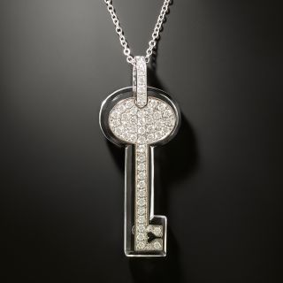 Rock Crystal and Diamond Key Pendant - 2