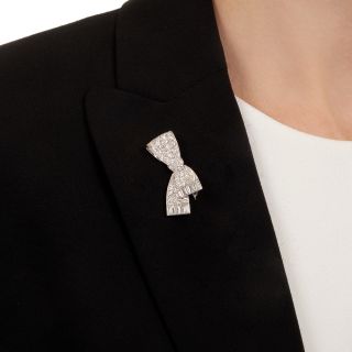 Small Art Deco Diamond Bow Brooch/Pendant