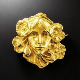 Small Art Nouveau 14K Femme Brooch by Carter & Gough - 7