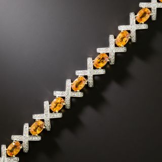 Spessartine Garnet and Diamond X Bracelet - GIA - 2