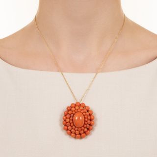 Victorian Coral Cluster Pendant/Brooch