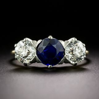 T. B. Starr No-Heat Sapphire and Diamond Three-Stone Ring - GIA - 3