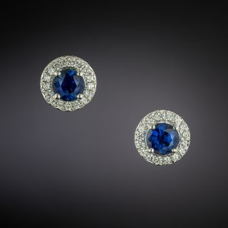 Tiffany & Co. Sapphire and Diamond Halo Stud Earrings - 2
