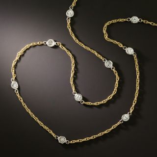 Two-Tone Gold Diamonds-By-The-Yard-Necklace, 36 Inches - 2
